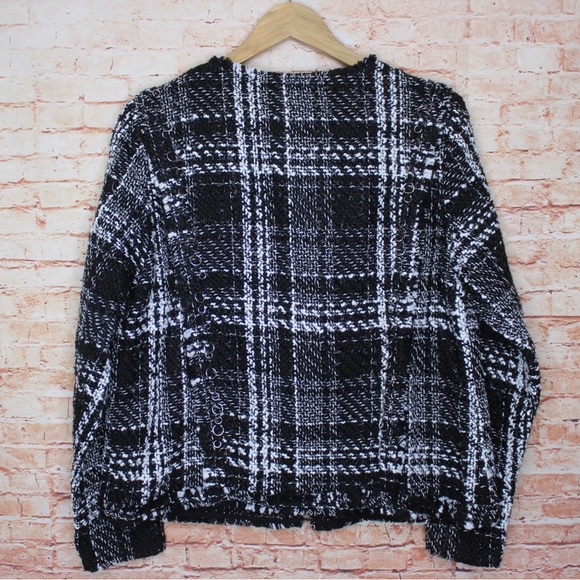 Vanessa Williams | Open Front Black & White Tweed Jacket with Rivet Detailing - Picture 9 of 10